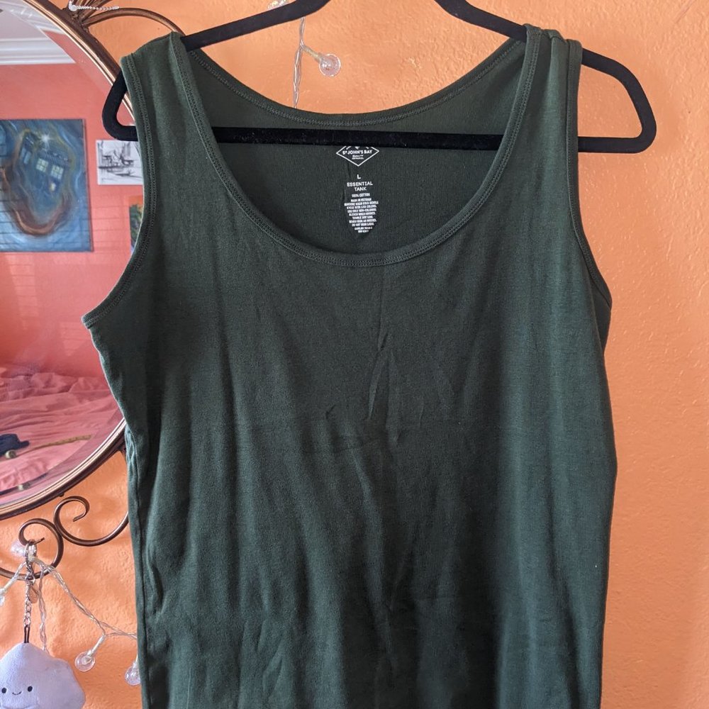 27. St. John's Bay Essential Tank Deep Army Green